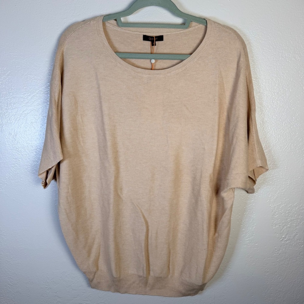 New Quince Women's M Cotton Cashmere Link-Stitch Dolman Sweater Heather Oatmeal